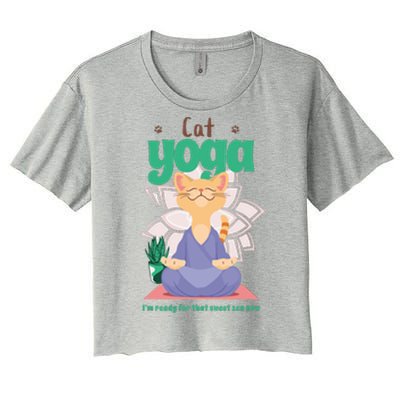 Cat Yoga Shirt Cat Lover Yoga Pose Funny Cat Funny Yoga Cute Cat Doing Yoga Women's Crop Top Tee