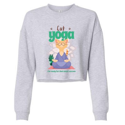 Cat Yoga Shirt Cat Lover Yoga Pose Funny Cat Funny Yoga Cute Cat Doing Yoga Cropped Pullover Crew