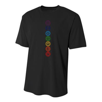 Chakras Yoga Sacred Geometry OM Namaste Kundalini Meditation Youth Performance Sprint T-Shirt