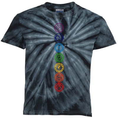 Chakras Yoga Sacred Geometry OM Namaste Kundalini Meditation Kids Tie-Dye T-Shirt