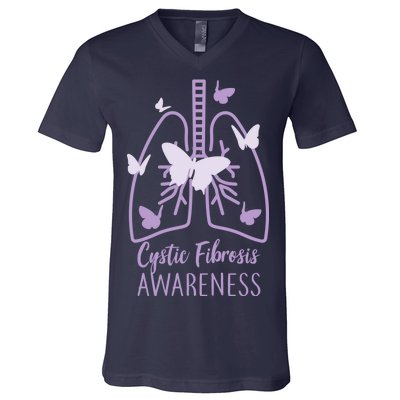 Cystic Fibrosis Awareness Butterflies V-Neck T-Shirt