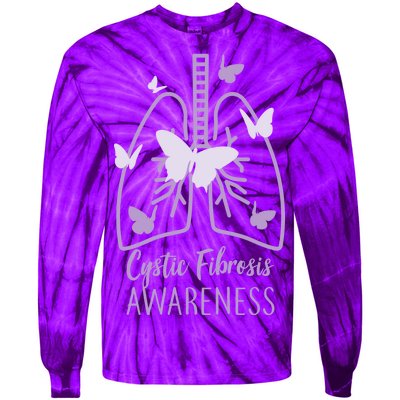 Cystic Fibrosis Awareness Butterflies Tie-Dye Long Sleeve Shirt