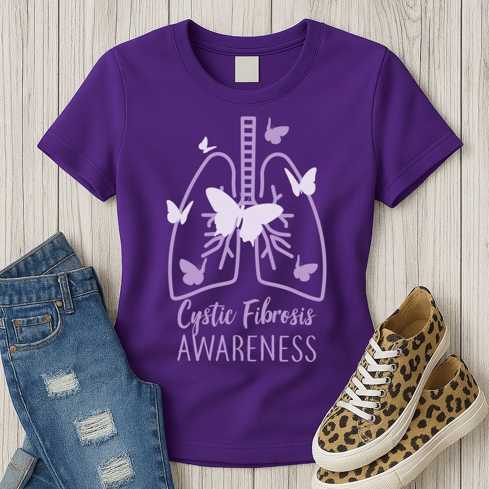 Cystic Fibrosis Awareness Butterflies Womens T-Shirt