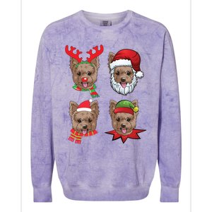 Cute Yorkshire Terrier Christmas Gift Santa Dog Gift Colorblast Crewneck Sweatshirt