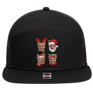 Cute Yorkshire Terrier Christmas Gift Santa Dog Gift 7 Panel Mesh Trucker Snapback Hat