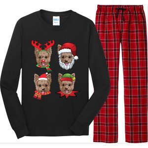 Cute Yorkshire Terrier Christmas Gift Santa Dog Gift Long Sleeve Pajama Set