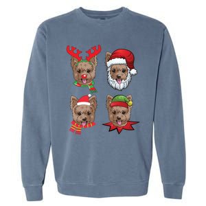 Cute Yorkshire Terrier Christmas Gift Santa Dog Gift Garment-Dyed Sweatshirt