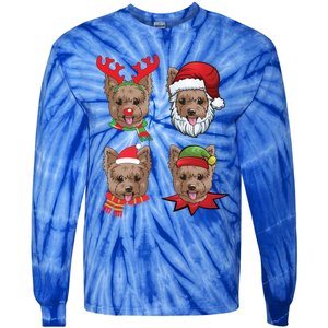 Cute Yorkshire Terrier Christmas Gift Santa Dog Gift Tie-Dye Long Sleeve Shirt