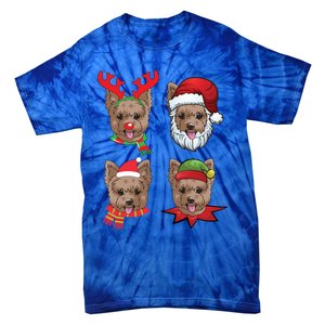 Cute Yorkshire Terrier Christmas Gift Santa Dog Gift Tie-Dye T-Shirt