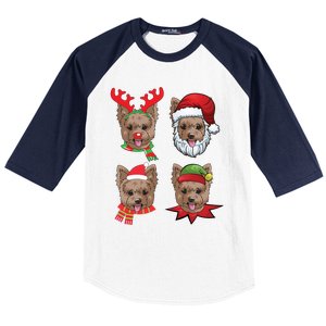 Cute Yorkshire Terrier Christmas Gift Santa Dog Gift Baseball Sleeve Shirt