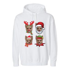 Cute Yorkshire Terrier Christmas Gift Santa Dog Gift Garment-Dyed Fleece Hoodie