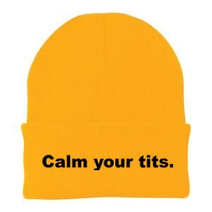 Calm Your Tits Joke Knit Cap Winter Beanie