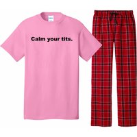 Calm Your Tits Joke Pajama Set