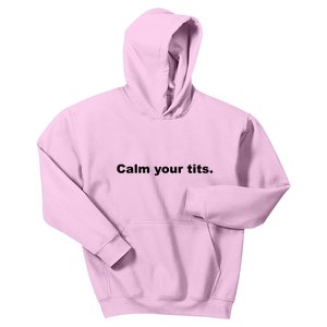 Calm Your Tits Joke Kids Hoodie