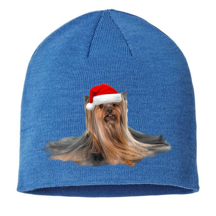 Cute Yorkshire Terrier Christmas Gift Santa Long Hair Yorkie Great Gift Sustainable Beanie