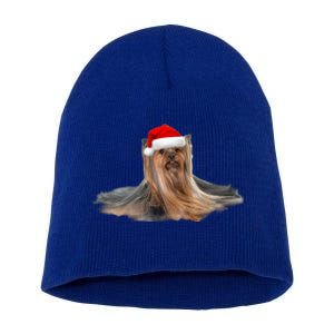 Cute Yorkshire Terrier Christmas Gift Santa Long Hair Yorkie Great Gift Short Acrylic Beanie