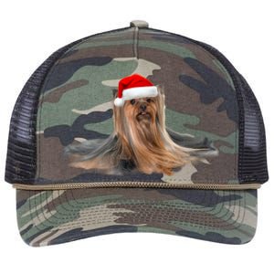 Cute Yorkshire Terrier Christmas Gift Santa Long Hair Yorkie Great Gift Retro Rope Trucker Hat Cap