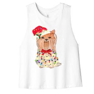 Christmas Yorkshire Terrier Gift Women's Racerback Cropped Tank