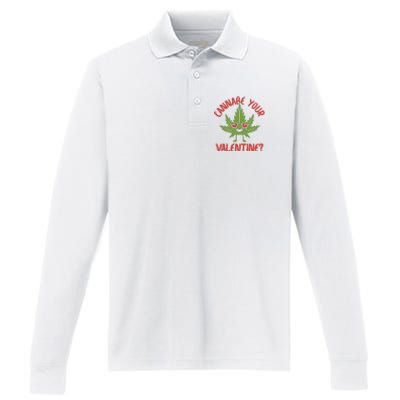 Cannabe Your Valentine 420 Cannabis Marijuana Weed Stoner Performance Long Sleeve Polo