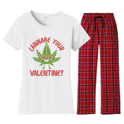 Cannabe Your Valentine 420 Cannabis Marijuana Weed Stoner Women's Flannel Pajama Set