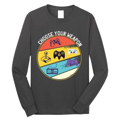 Choose Your Weapons Video Game Gaming Console Gamer Vintage Long Sleeve Shirt