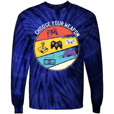 Choose Your Weapons Video Game Gaming Console Gamer Vintage Tie-Dye Long Sleeve Shirt