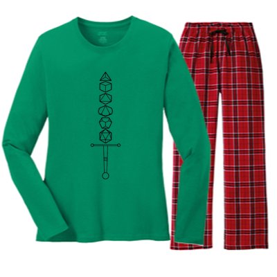 Choose Your Weapon Dark Dice Sword Women's Long Sleeve Flannel Pajama Set 