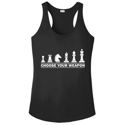 Choose Your Weapon Chess Strategy Funny Chess Lovers Ladies PosiCharge Competitor Racerback Tank