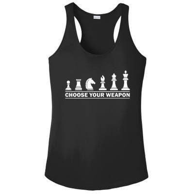 Choose Your Weapon Chess Strategy Funny Chess Lovers Ladies PosiCharge Competitor Racerback Tank