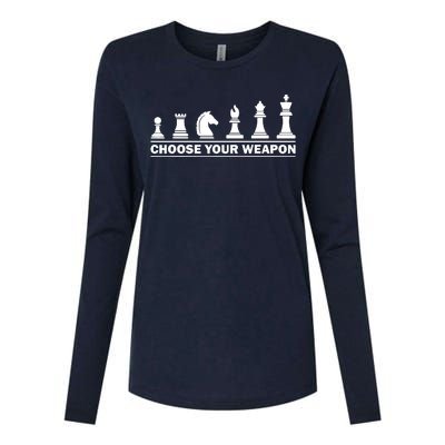 Choose Your Weapon Chess Strategy Funny Chess Lovers Womens Cotton Relaxed Long Sleeve T-Shirt