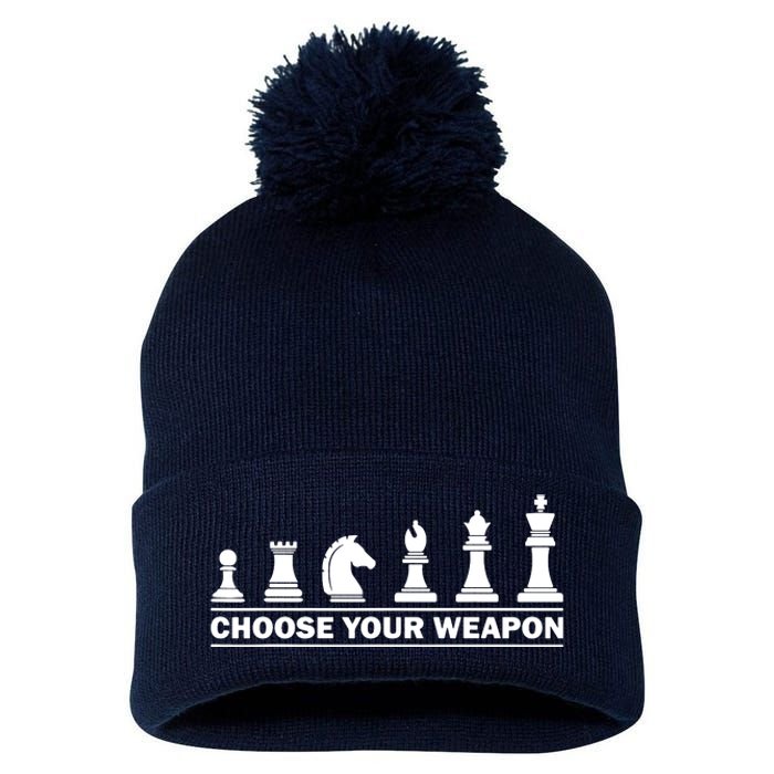 Choose Your Weapon Chess Strategy Funny Chess Lovers Pom Pom 12in Knit Beanie