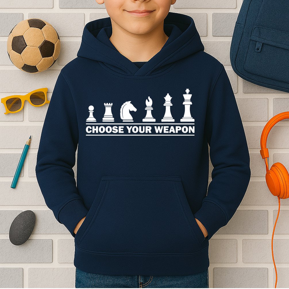 Choose Your Weapon Chess Strategy Funny Chess Lovers Kids Hoodie