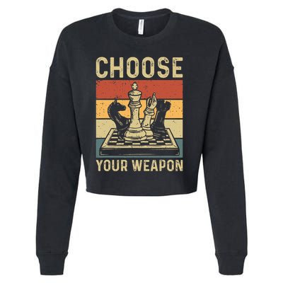 Choose Your Weapon Gag Chess Cropped Pullover Crew