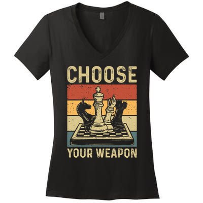 Choose Your Weapon Gag Chess Women's V-Neck T-Shirt