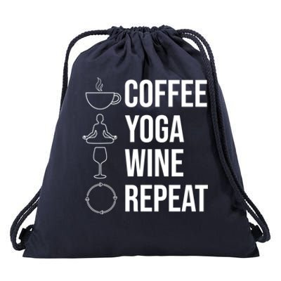 Coffee Yoga Wine Repeat Funny Gift Drawstring Bag