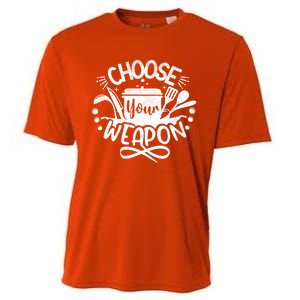 Choose Your Weapon Chefs Funny Cooking Mom Dad Sous Chef Gift Cooling Performance Crew T-Shirt