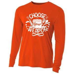 Choose Your Weapon Chefs Funny Cooking Mom Dad Sous Chef Gift Cooling Performance Long Sleeve Crew