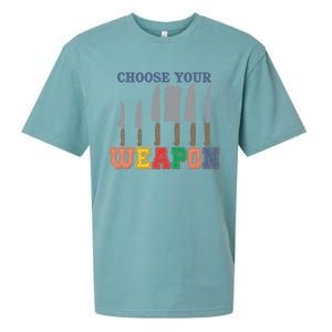 Choose Your Weapon Cooking Guru Funny Cook Retro Chef Cute Gift Sueded Cloud Jersey T-Shirt