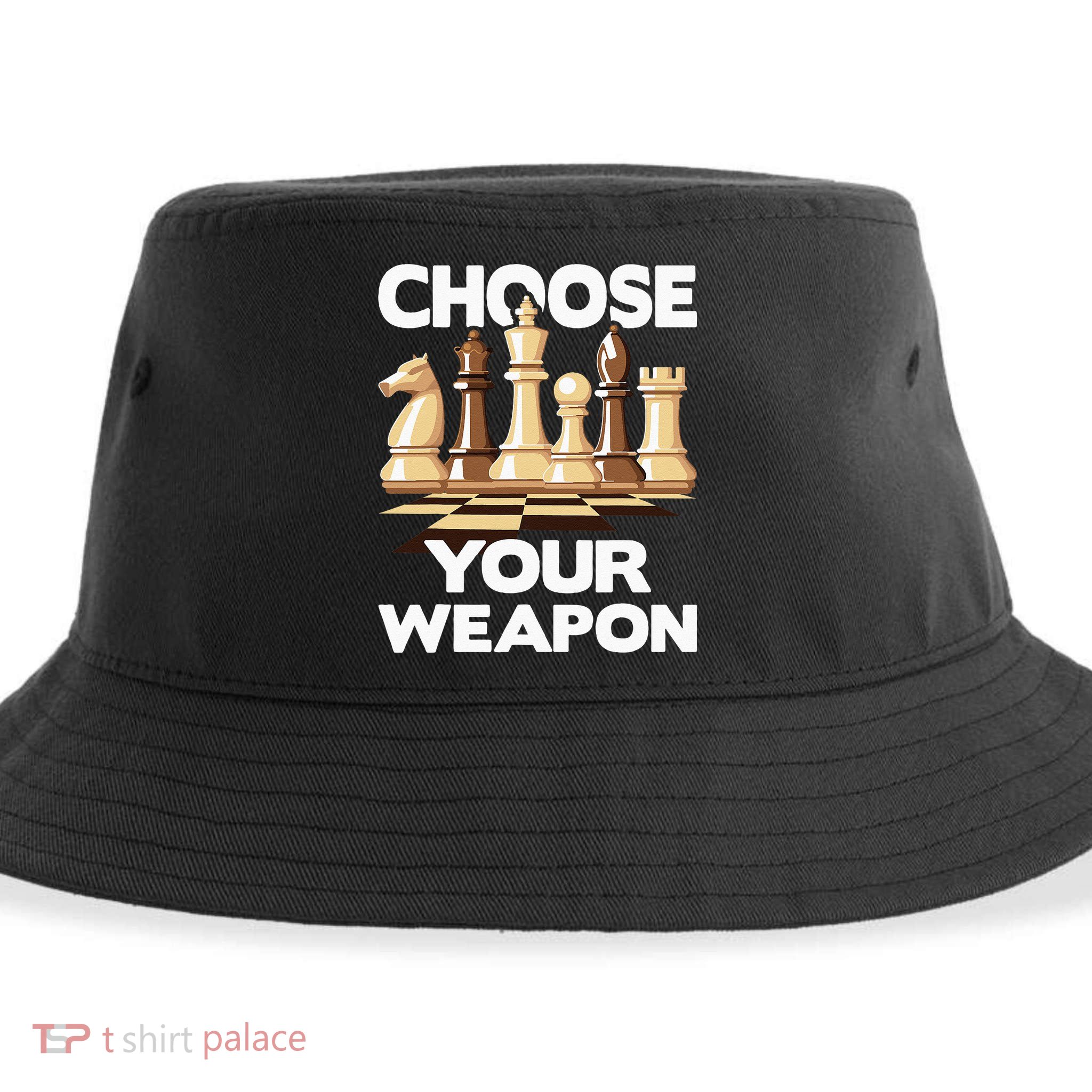 Choose Your Weapon Chess Player Chess Lover Sustainable Bucket Hat