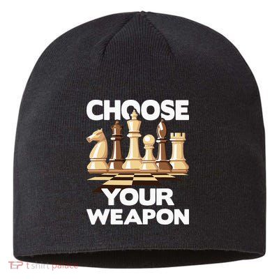 Choose Your Weapon Chess Player Chess Lover Sustainable Beanie