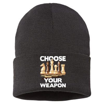 Choose Your Weapon Chess Player Chess Lover Sustainable Knit Beanie