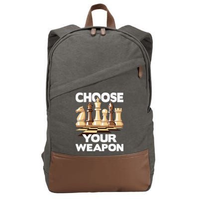 Choose Your Weapon Chess Player Chess Lover Cotton Canvas Backpack