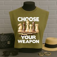Choose Your Weapon Chess Player Chess Lover Garment-Dyed Women's Muscle Tee