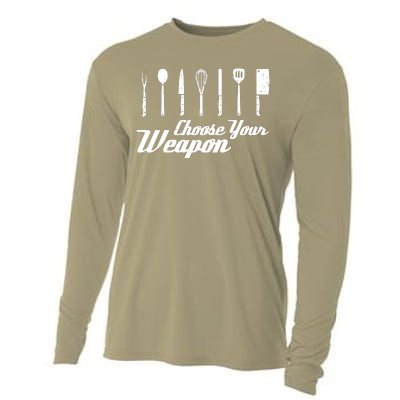 Choose Your Weapon Kitchen Birthday Chef Cook Cooking Gift Chef Bbq Cooling Performance Long Sleeve Crew