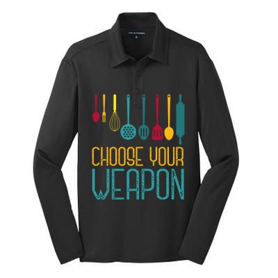 Choose Your Weapon Cook Gift Silk Touch Performance Long Sleeve Polo