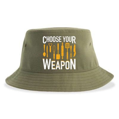 Choose Your Weapon Funny Chef Cook Culinary Cooking Funny Gift Sustainable Bucket Hat