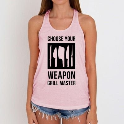 Choose Your Weapon Grill Master Cooking And Grill Meaningful Gift Women's Knotted Racerback Tank