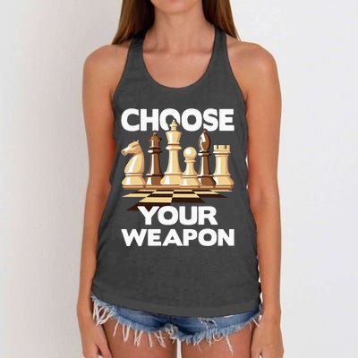 Choose Your Weapon Funny Chess Player Chess Lover Women's Knotted Racerback Tank