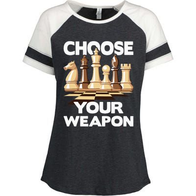 Choose Your Weapon Funny Chess Player Chess Lover Enza Ladies Jersey Colorblock Tee