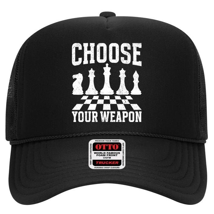 Choose Your Weapon Chess Player High Crown Mesh Back Trucker Hat